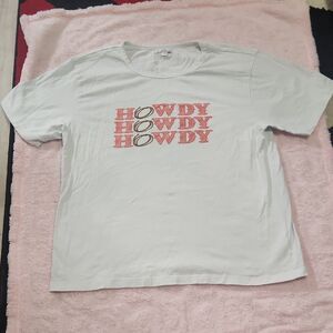 Bailey's Blossoms Womens Medium White Western Graphic Tee Cotton Top Shirt